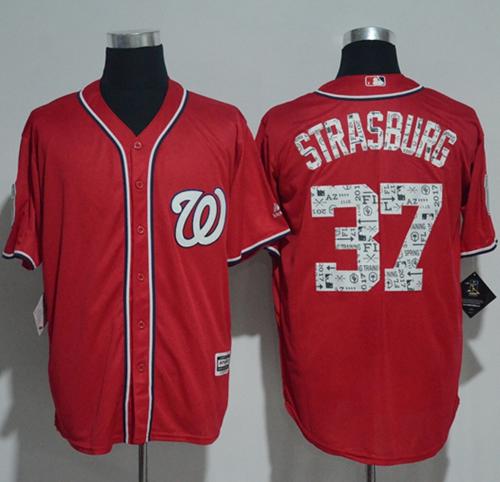 Nationals #37 Stephen Strasburg Red Spring Training Authentic Flex Base Stitched MLB Jersey